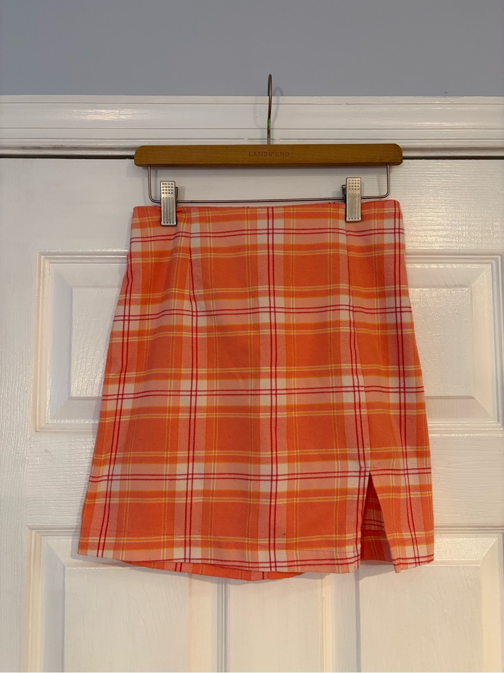 wild fable Orange Plaid Mini Skirt with Side Slit